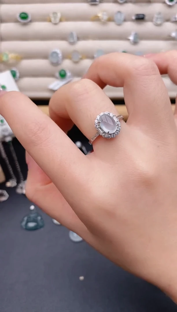 银S925镶嵌戒指翡翠0