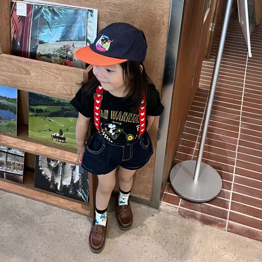 小思家女童2025夏季新款洋气可爱卡通印花上衣百搭休闲牛仔裤套装