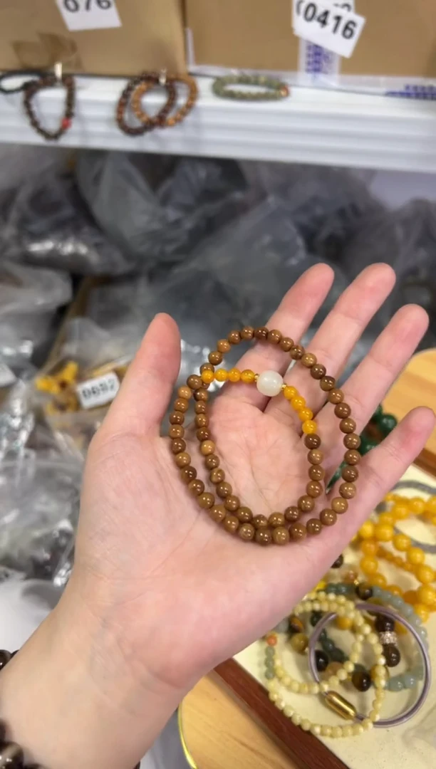 【闪购商品】库克手串未镶嵌库克蜜蜡和田款双圈[0620]