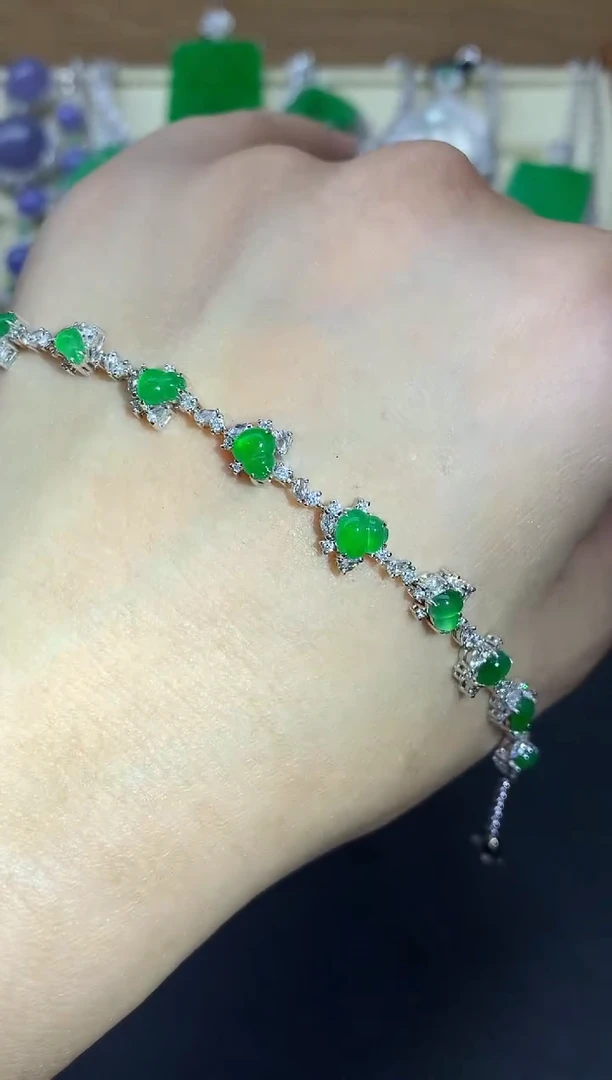 18K金镶嵌手链翡翠306-中国好珍宝
