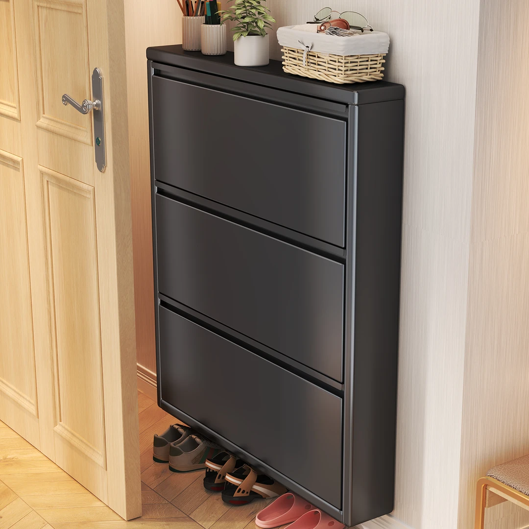 超薄钢制鞋柜家用门口2025新款极小窄一体靠墙入户玄关柜翻斗鞋架