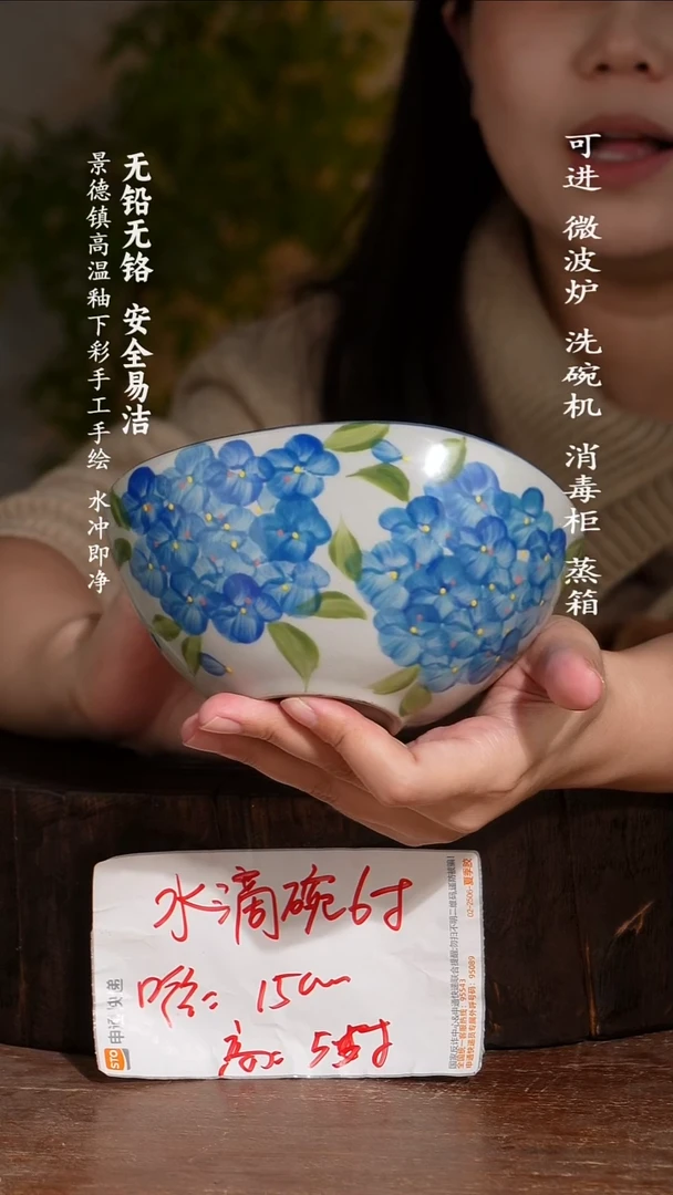 碗陶瓷景德镇高温瓷釉下彩手绘陶瓷
