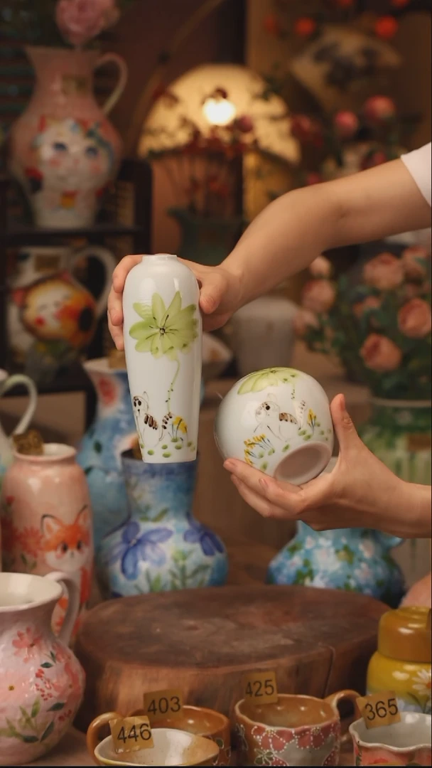 陶瓷025景德镇设计师手作花器摆件侘寂风2个