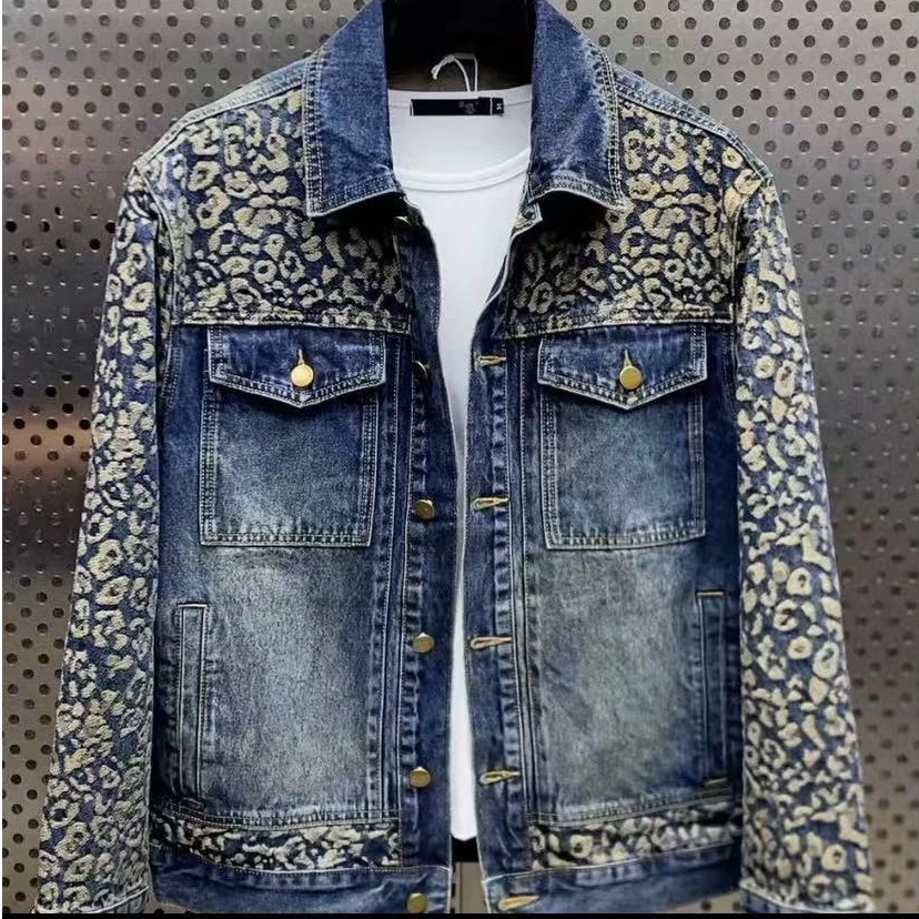 新款高品质男士翻领牛仔休闲夹克外套