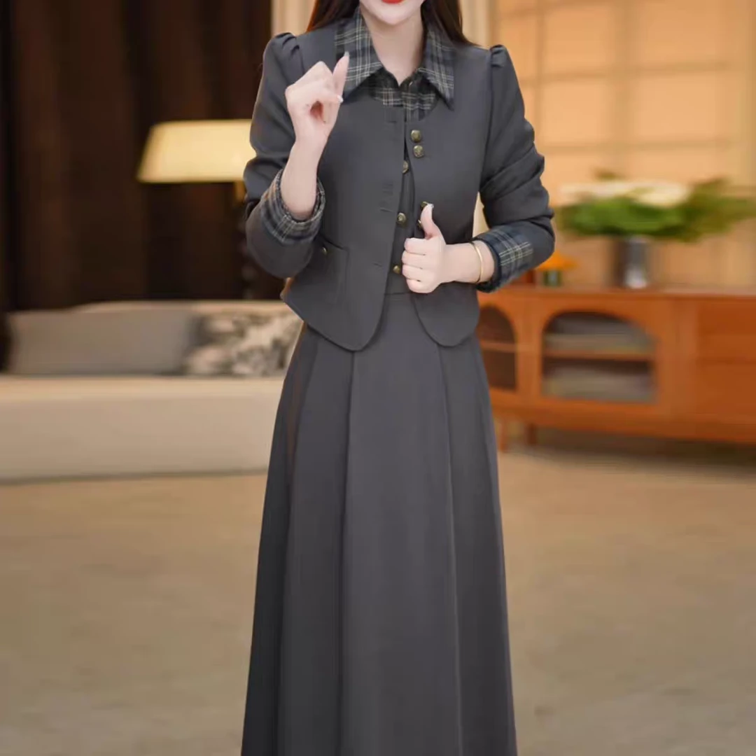 高级小香风编织面料时尚气质奢华俩件套2025秋季新款高贵遮肉套装