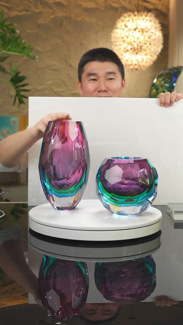 【闪购商品】摆件福利三色切面花瓶一对