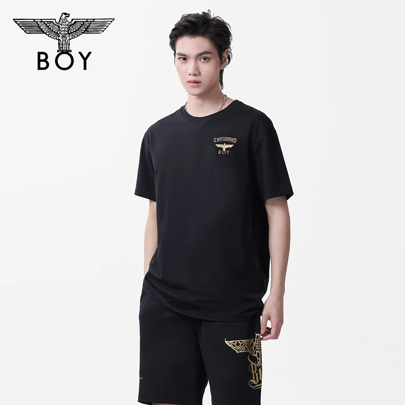 【夏日极简】BOYLONDON25新款简约休闲时尚双色针织短袖T恤N01916