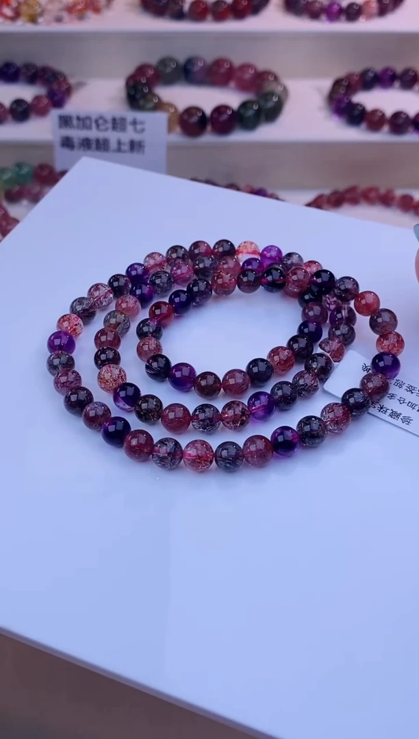 未镶嵌手串水晶黑加仑超七多圈6m+