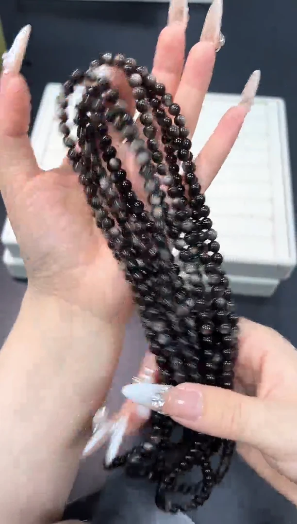 黑曜岩未镶嵌手链19h多样性发其一【1条】默认微瑕