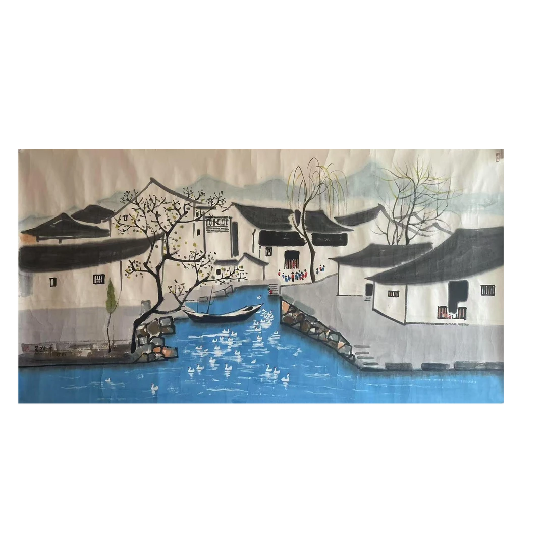 1-435 水乡 尺寸97x180cm  纸本软片