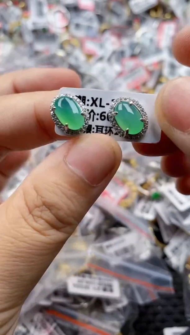翡翠戒指银S925镶嵌2222---6