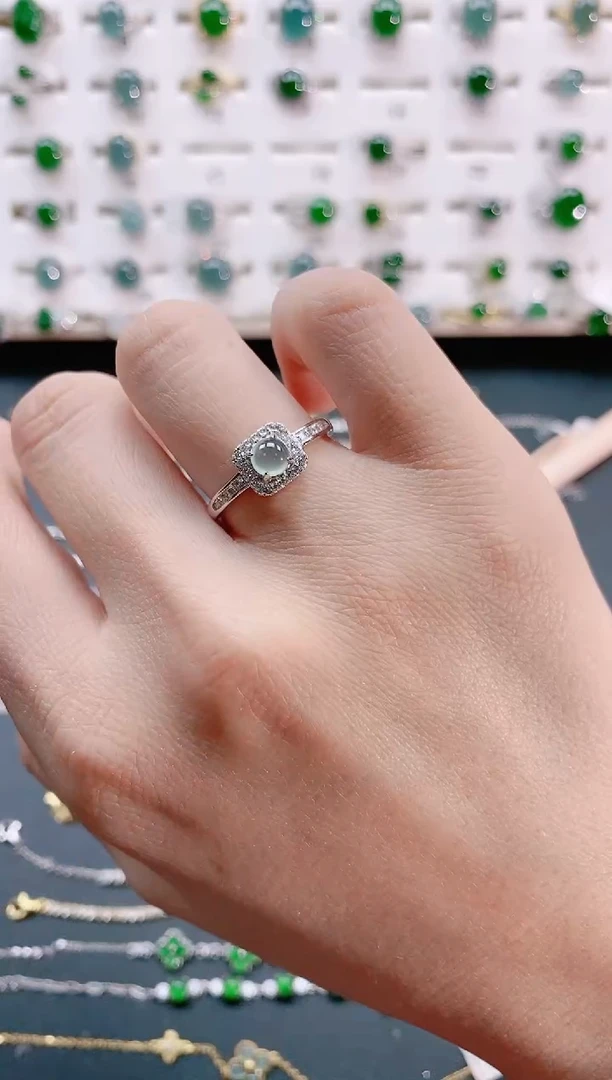 【闪购商品】翡翠戒指银S925镶嵌天然翡翠