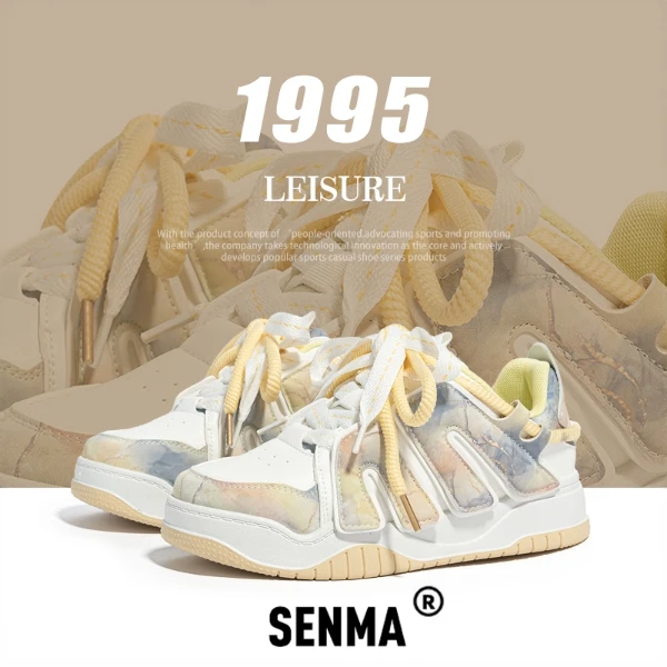 SENMA/森马网红多巴胺高颜值面包鞋学院风厚底增高情侣款休闲板鞋