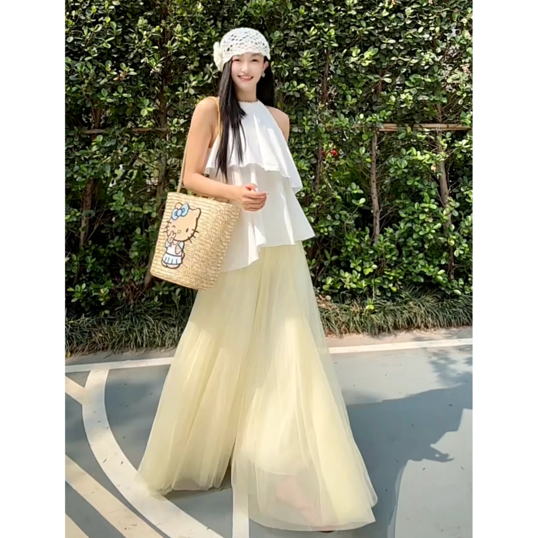 【春夏-纯欲温柔风网纱裙】韩版百搭气质显瘦仙女网纱半身裙