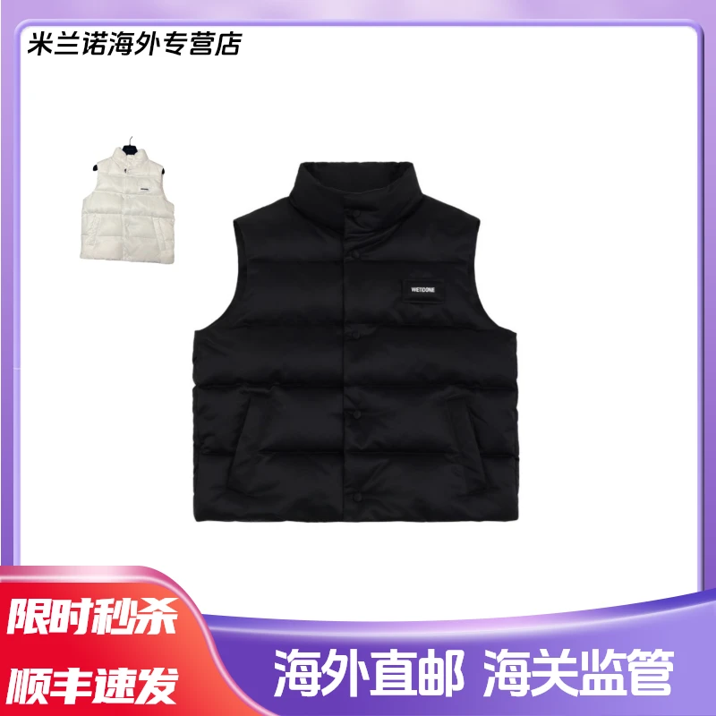 WE11DONE枕形logo徽标羽絨马甲羽绒背心男女同款情侣款百搭保暖