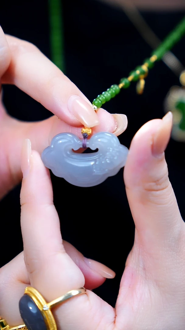 和田玉银S925镶嵌颈饰如意吊坠 不含链子