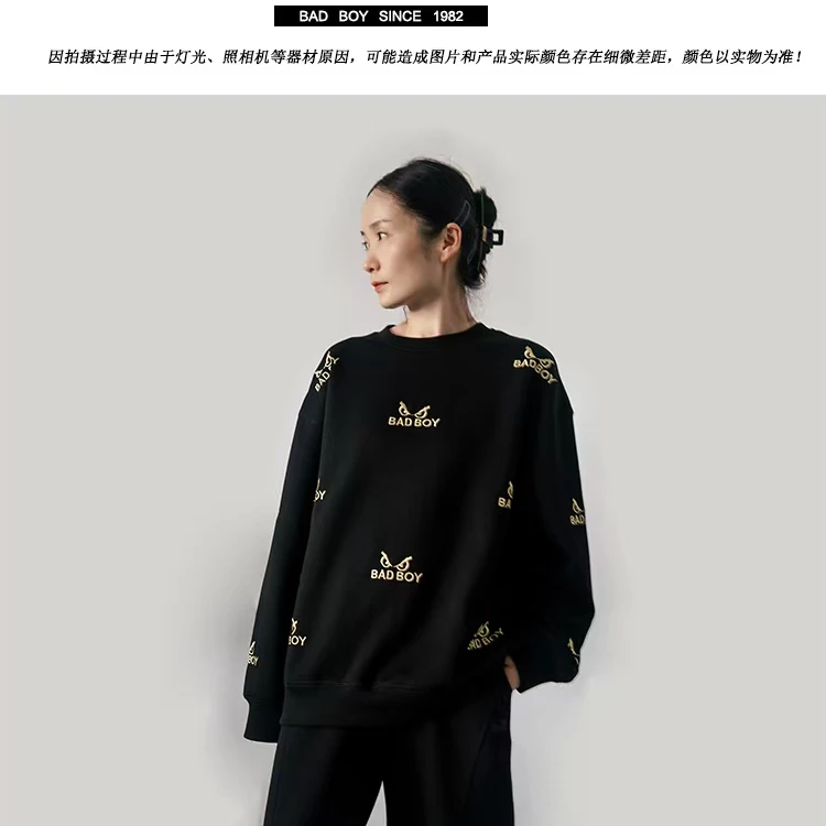 BADBOY定位浅金刺绣圆领卫