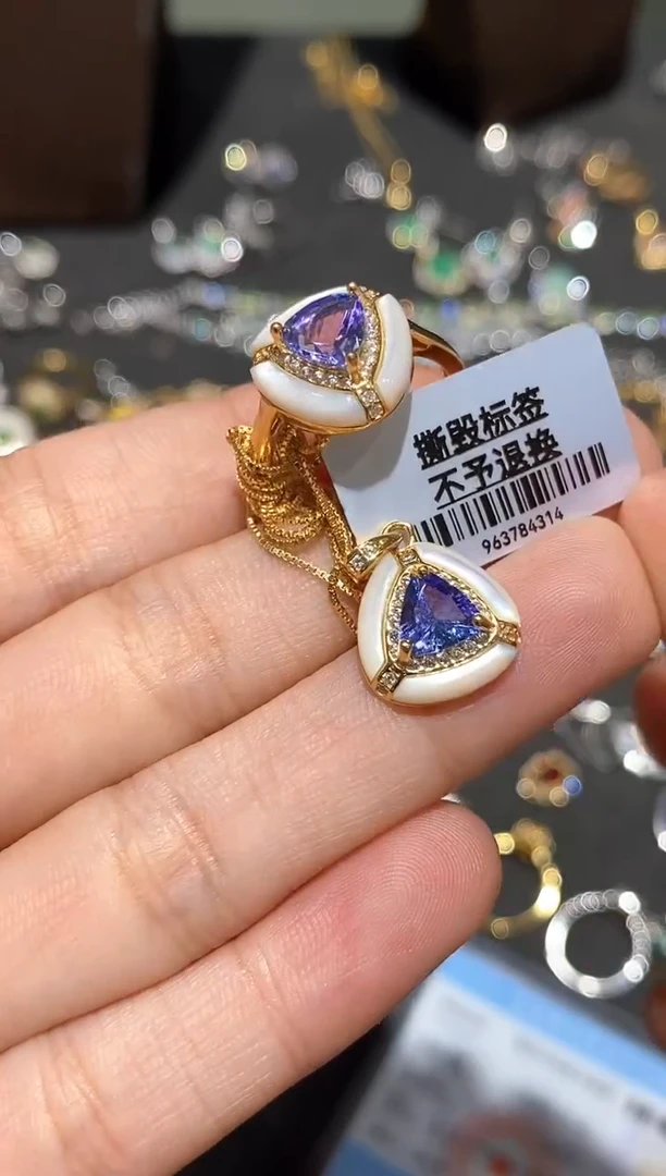 银S925镶嵌套装坦桑石套装