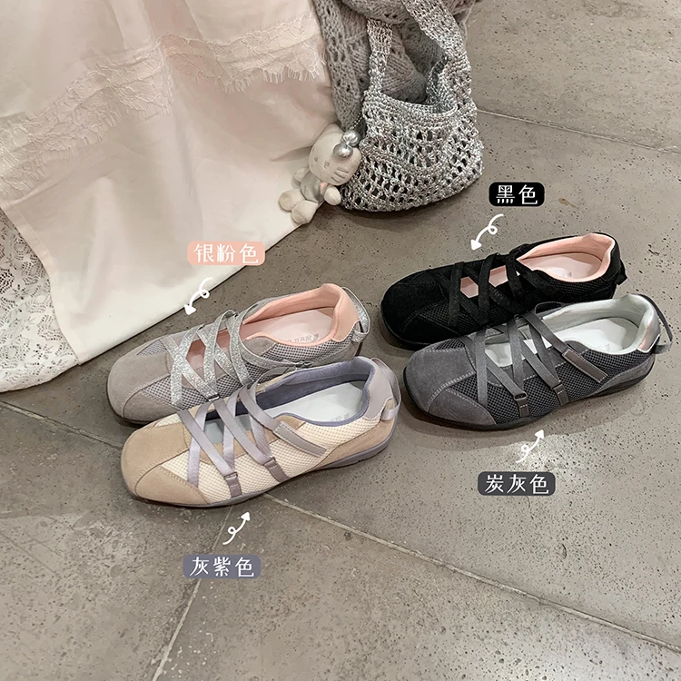 【sheii苏茵茵】汉南街道~复古交叉绑带低帮女芭蕾舞鞋E5102005