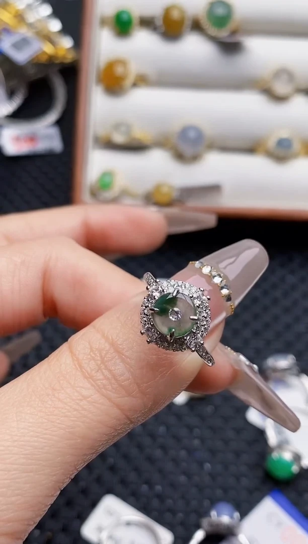 银S925镶嵌戒指翡翠4528