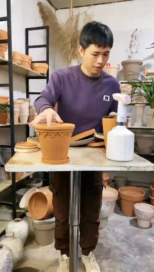 【闪购商品】陶16*15红陶巴洛克 5盆5托