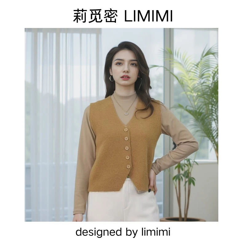 小香风气质通勤装纯色针织马甲女2024秋冬款时尚外搭无袖背心上衣