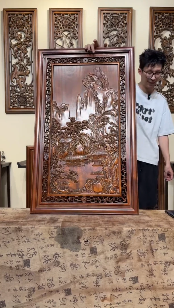 香樟木单片尺寸100*60山水画