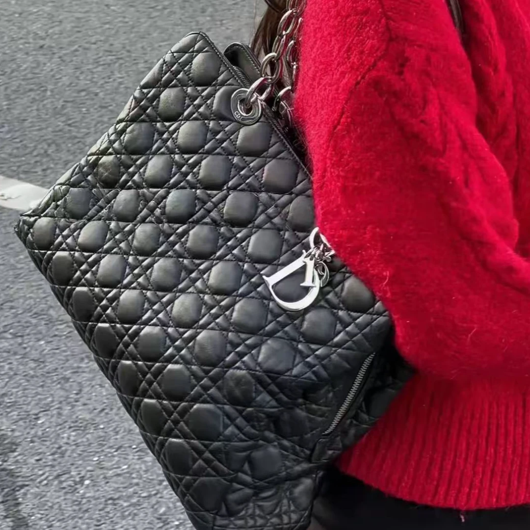 95新 DIOR/迪奥 【TVB识货】 迪奥黑银戴妃单肩斜跨包