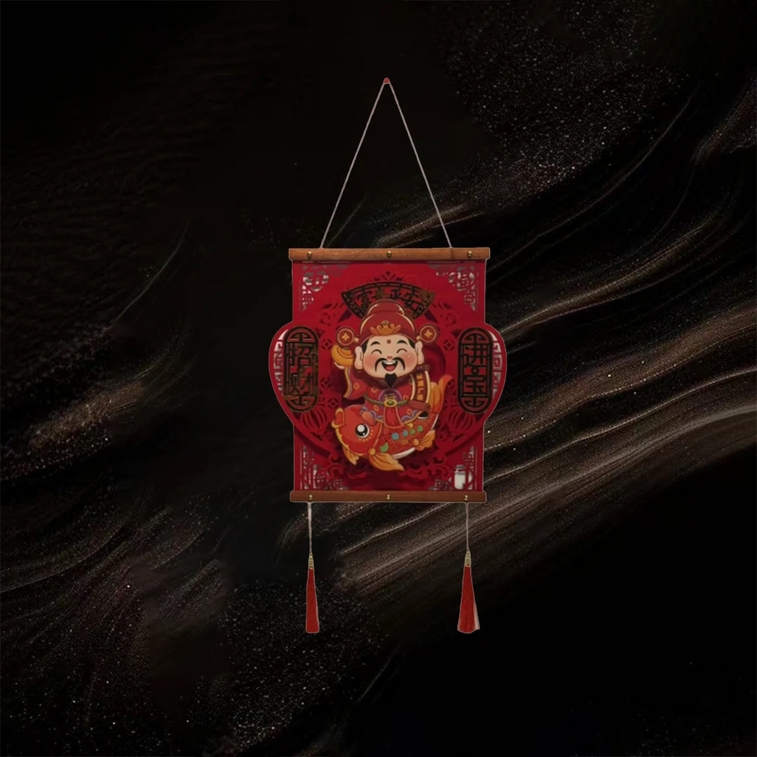 春节装饰挂饰新年福字财神客厅布置摇头挂件骑鱼摇头财神爷