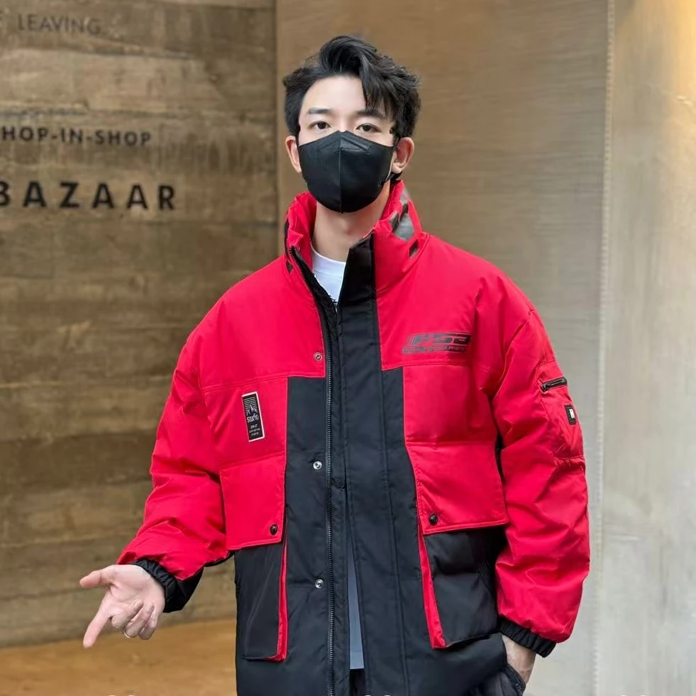 【辉哥】88B61-新款时尚韩版休闲男女同款立领短款拼色潮牌外套-G