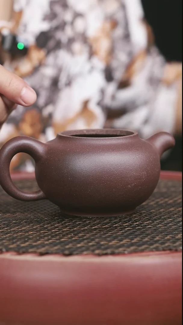 茶壶紫砂8号高砂老紫泥祥圆320CC微瑕