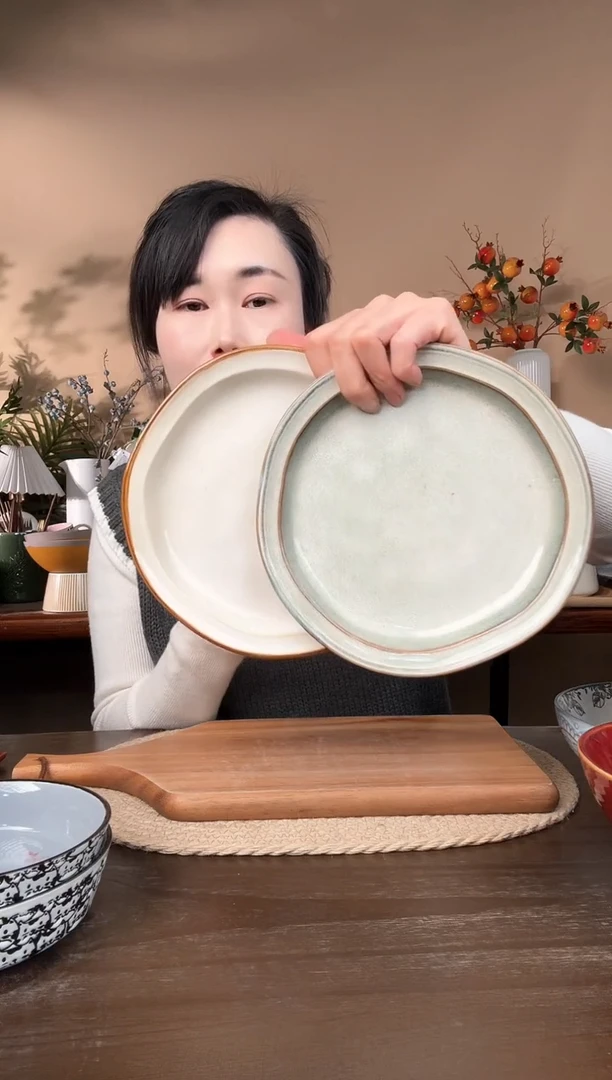 【闪购商品】瓷片8英寸异形窑变盘2只微瑕