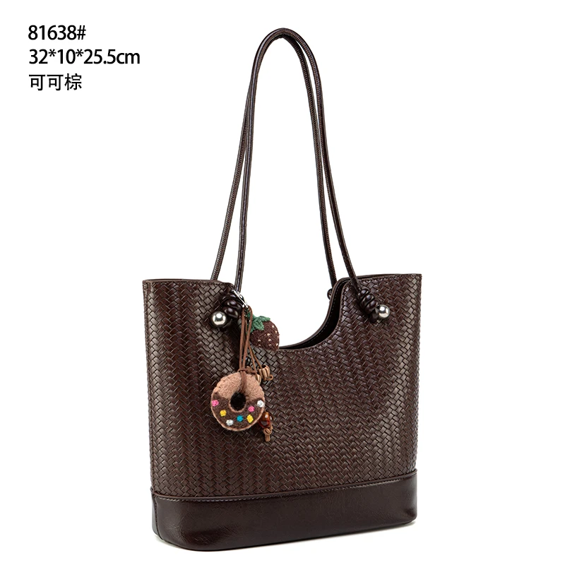 【初阳甄选】QYX-81638-可可棕法式斜挎包肩包御姐风小香风女包