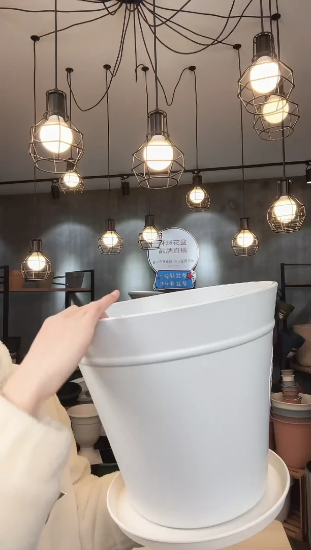 【闪购商品】塑料14.8寸斜口盆白色2只带内网带底碟