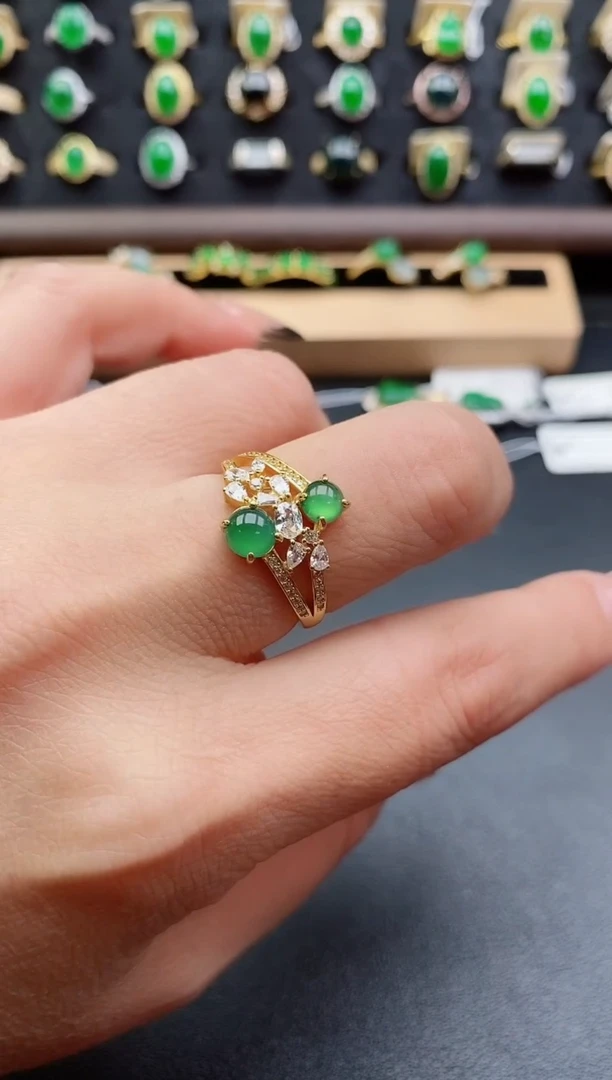 银S925镶嵌戒指翡翠1