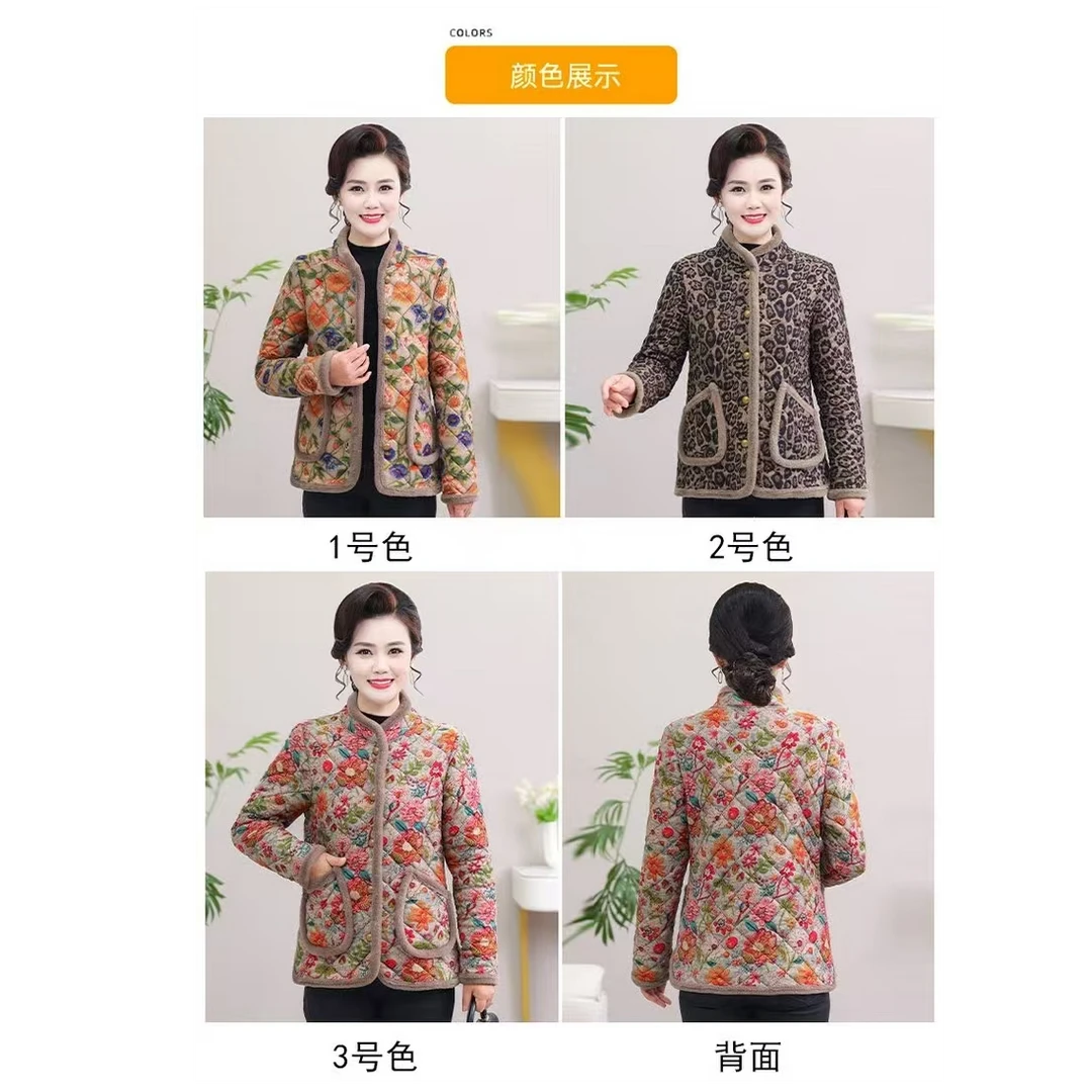 碎花常规中老年女装中老年保暖外套复古大码女装印花冬装秋冬A188