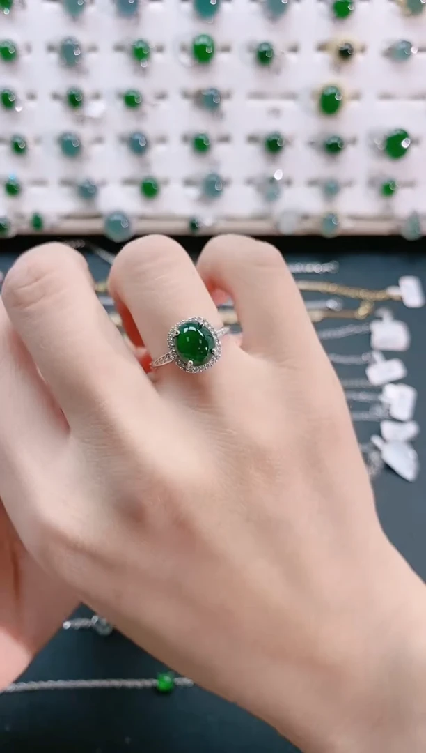 【闪购商品】翡翠戒指银S925镶嵌天然翡翠