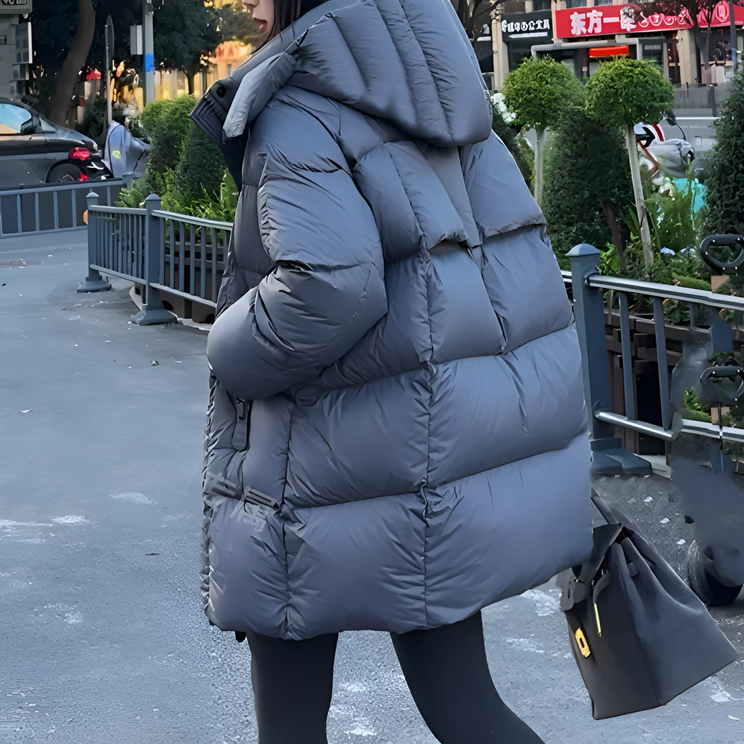 2025冬季新款高级感宽松保暖加厚中长款连帽独特漂亮棉服女装外套