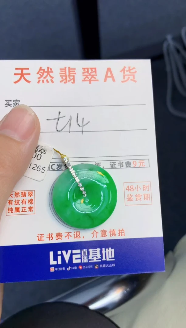 颈饰18K金镶嵌翡翠天然缅甸A货翡翠百元以上9元证书费自理