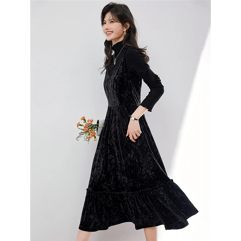 DUCURNO赫本风法式气质套装女秋季新款轻熟优雅吊带连衣裙两件套