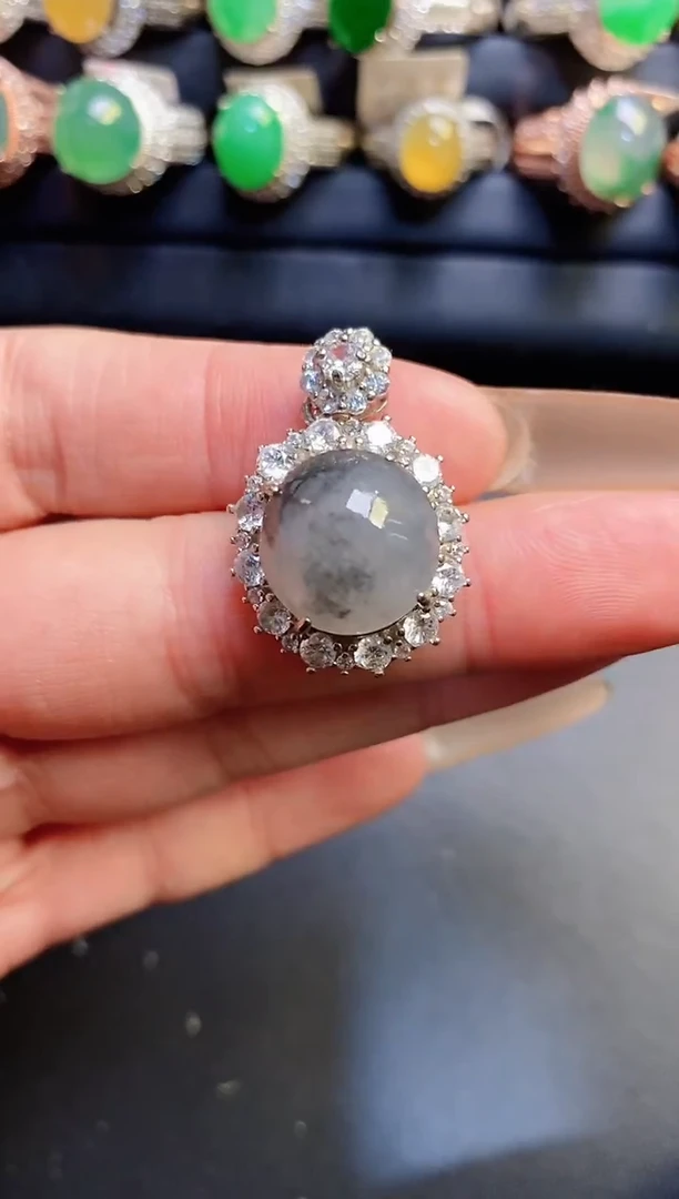 银S925镶嵌戒指翡翠天然