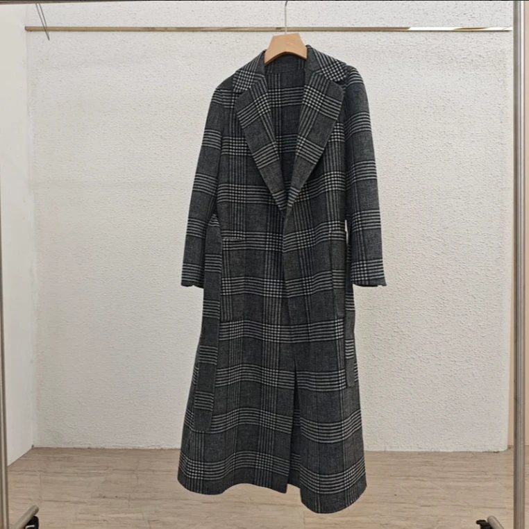 【九九专享】新款格子长款外套ONWD104124308