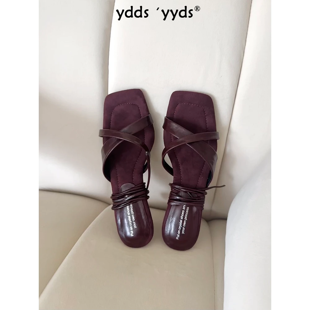YDD/25夏季新款绑带两穿款时尚精致中跟软底气质百搭女士凉鞋