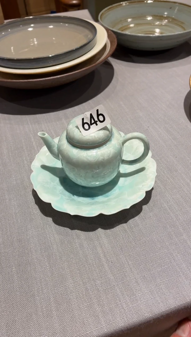瓷片小**满646手工柴烧结晶壶1套