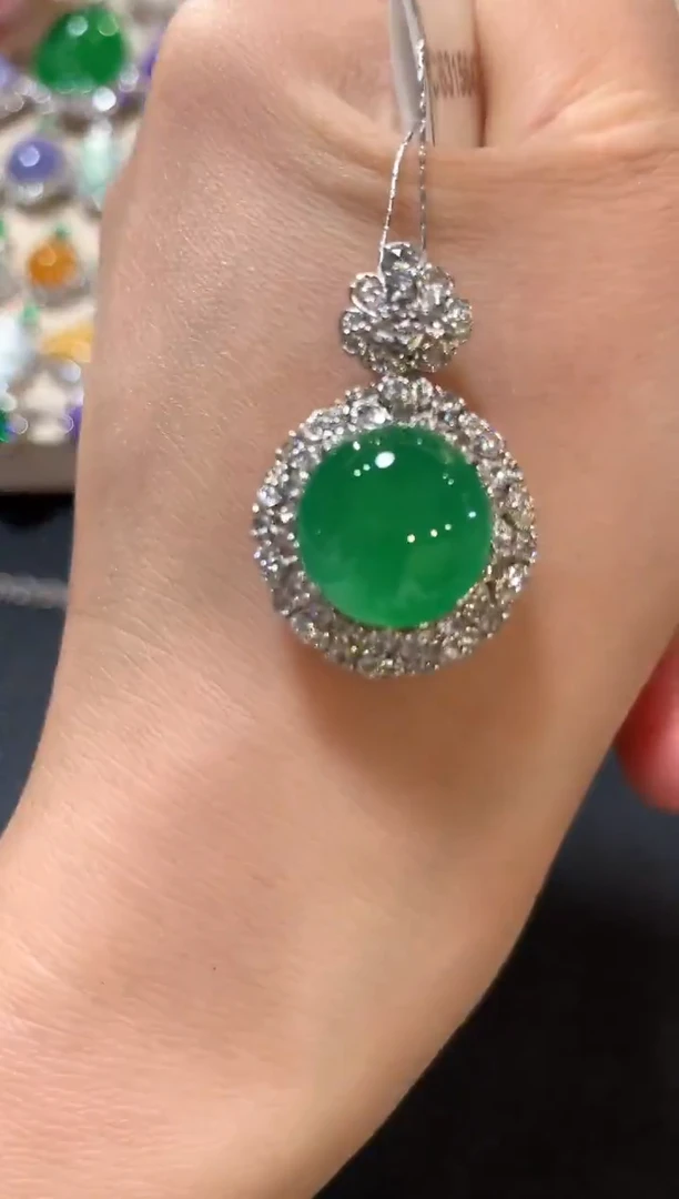 吊坠(不含链)18K金镶嵌翡翠z146