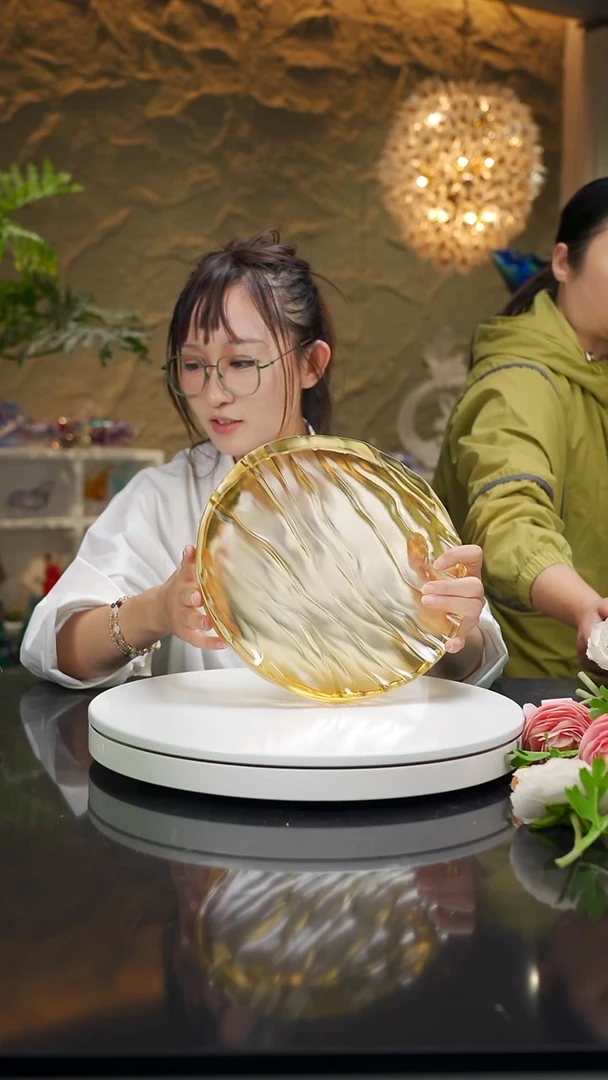 手工艺品琉璃琥珀色波浪果盘