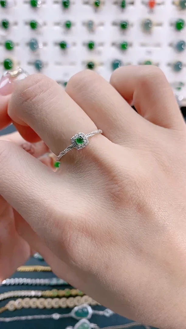 【闪购商品】翡翠戒指银S925镶嵌天然翡翠