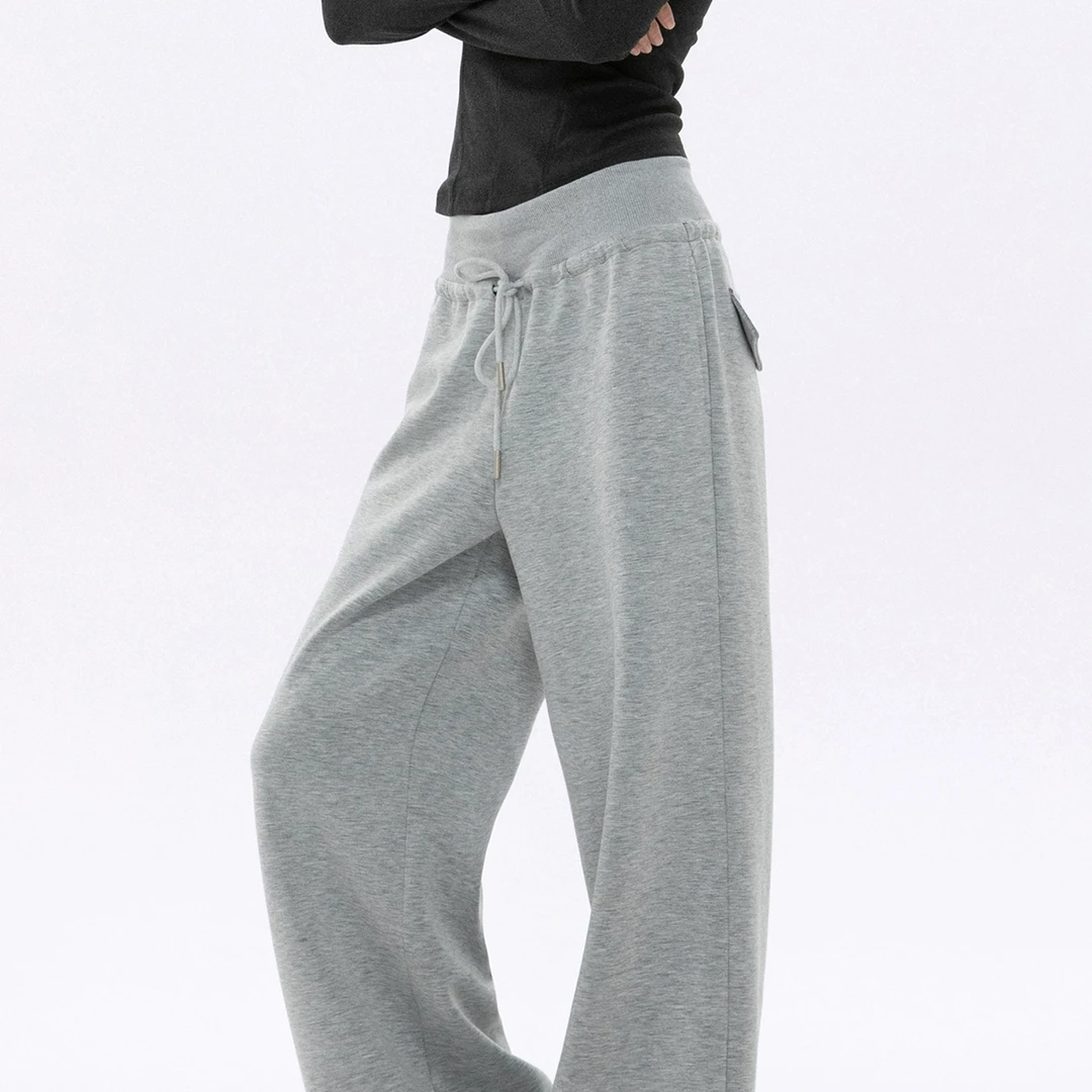 ICHMODE空气层运动裤美式卫裤女春季宽松bf阔腿直筒休闲裤新款