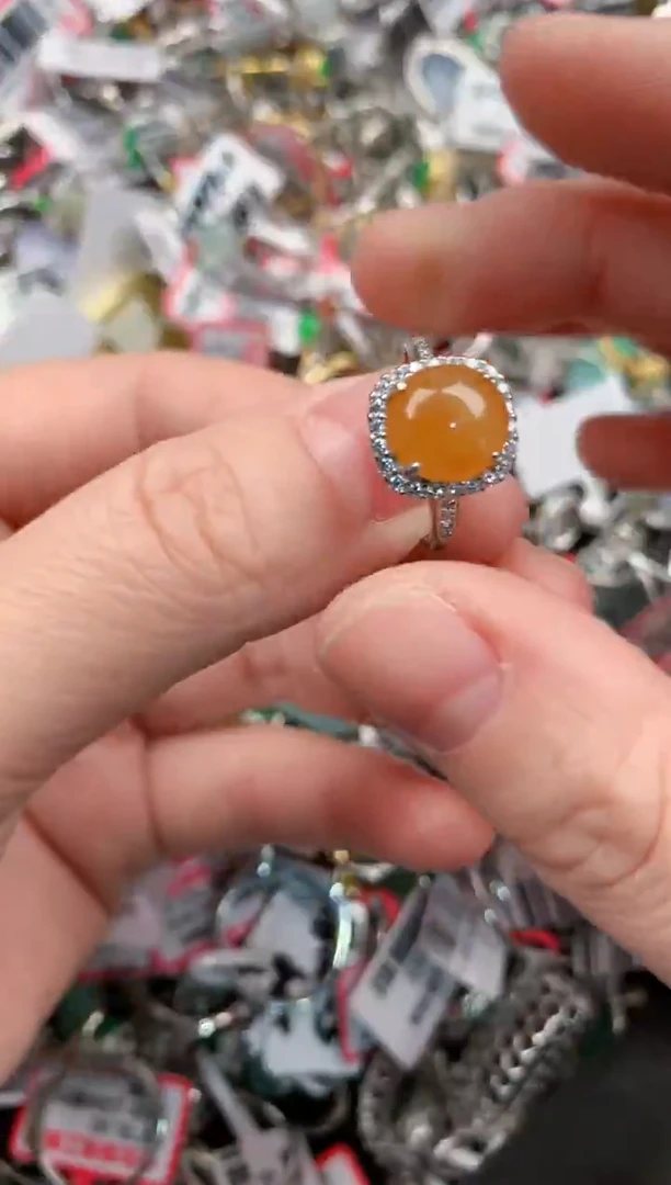 银S925镶嵌戒指翡翠444           1