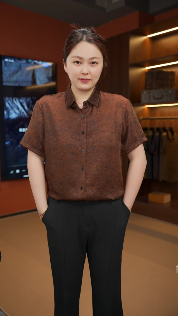 【正品香云纱】男士夏季八代升级天然调温薄款桑蚕丝短袖8814-04